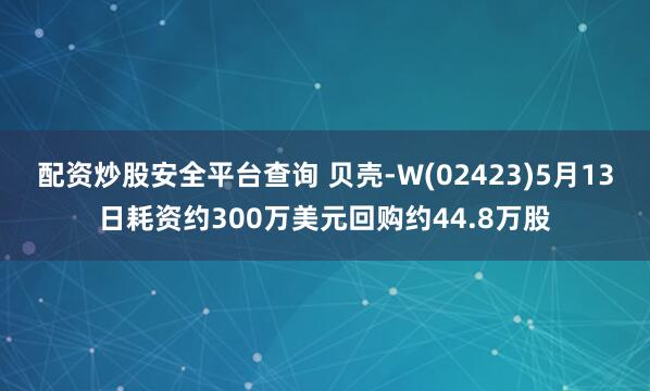 配资炒股安全平台查询 贝壳-W(02423)5月13日耗资约300万美元回购约44.8万股